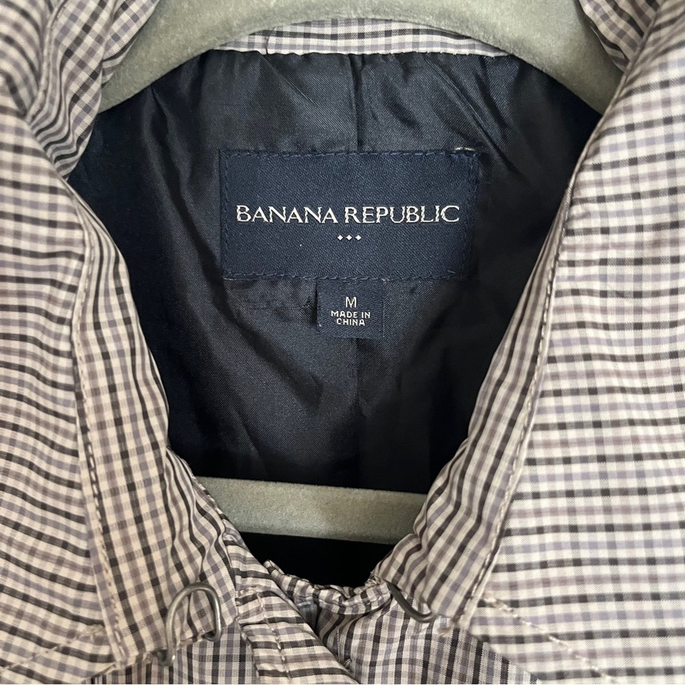 Banana Republic Checkered Neutral Plaid Tan Trench Coat - Picture 11 of 14